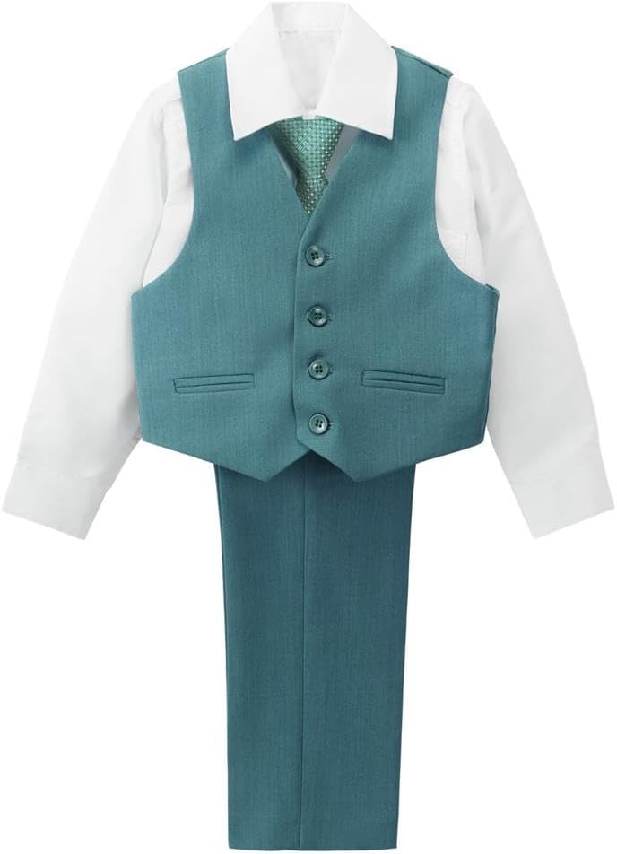 Dressy Daisy 5-Piece Boys Slim Fit Tuxedo Suit Set Formal Outfit Wear Toddler Kids Size 2T-13