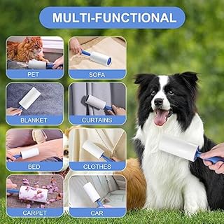 MumdoYAL Fusselrolle 12 Rollen, extra klebrige Kleberolle zum Entfernen von Fusseln und Tierhaaren von Kleidung, Haaren, Katzen- und Hundehaaren,mit 2 Abroller