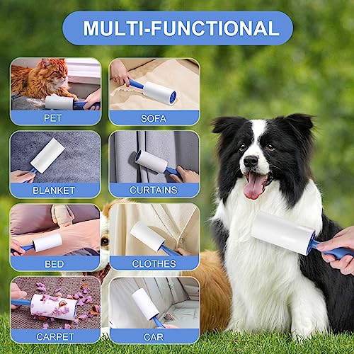 MumdoYAL Fusselrolle 12 Rollen, extra klebrige Kleberolle zum Entfernen von Fusseln und Tierhaaren von Kleidung, Haaren, Katzen- und Hundehaaren,mit 2 Abroller