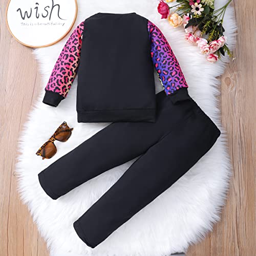 Image of Little Girls 2 Piece Outfits Ruffle Sleeve Unicorn Sweatshirts Top and Leggings Set School Outfits Kids Clothing Set