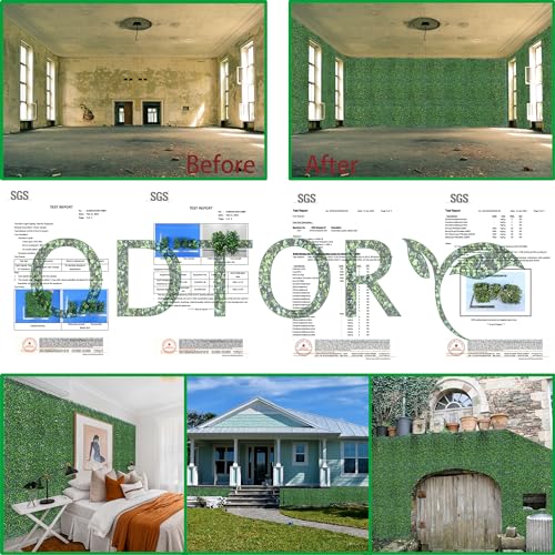 Image of ODTORY Artificial Hedge Privacy Fence Screen, 24X16 in 12P (32 sqft) | UV-Anti Boxwood Panel, Faux ivy Greenery Backdrop, Balcony /Garden /Backyard Fence Covering, Indoor Outdoor Green Plant Decor