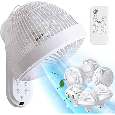 iimono117 壁掛け 扇風機 サーキュレーター 360°首振り 回転 リモコン タイマー 付き [ 床置き使用 2way タイプ ] ハイパワー 風力 3段階 換気 空気循環 壁掛け扇風機