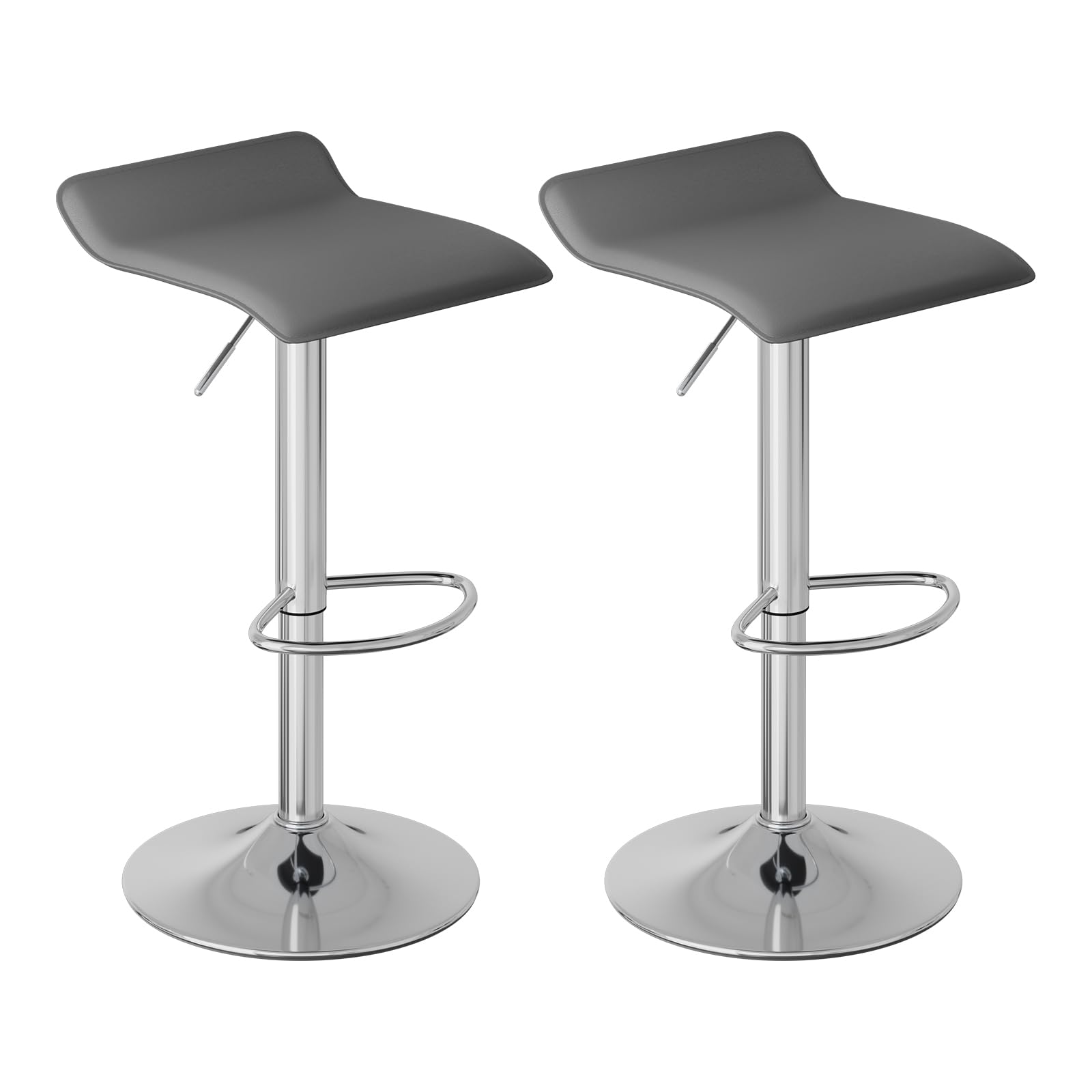 WOLTU Barhocker 2er Set, Höhenverstellbarer Barstuhl, 360° drehbarer Bistrohocker mit Fußstütze, aus Kunstleder Metall, für Bar Küche Theke Café
