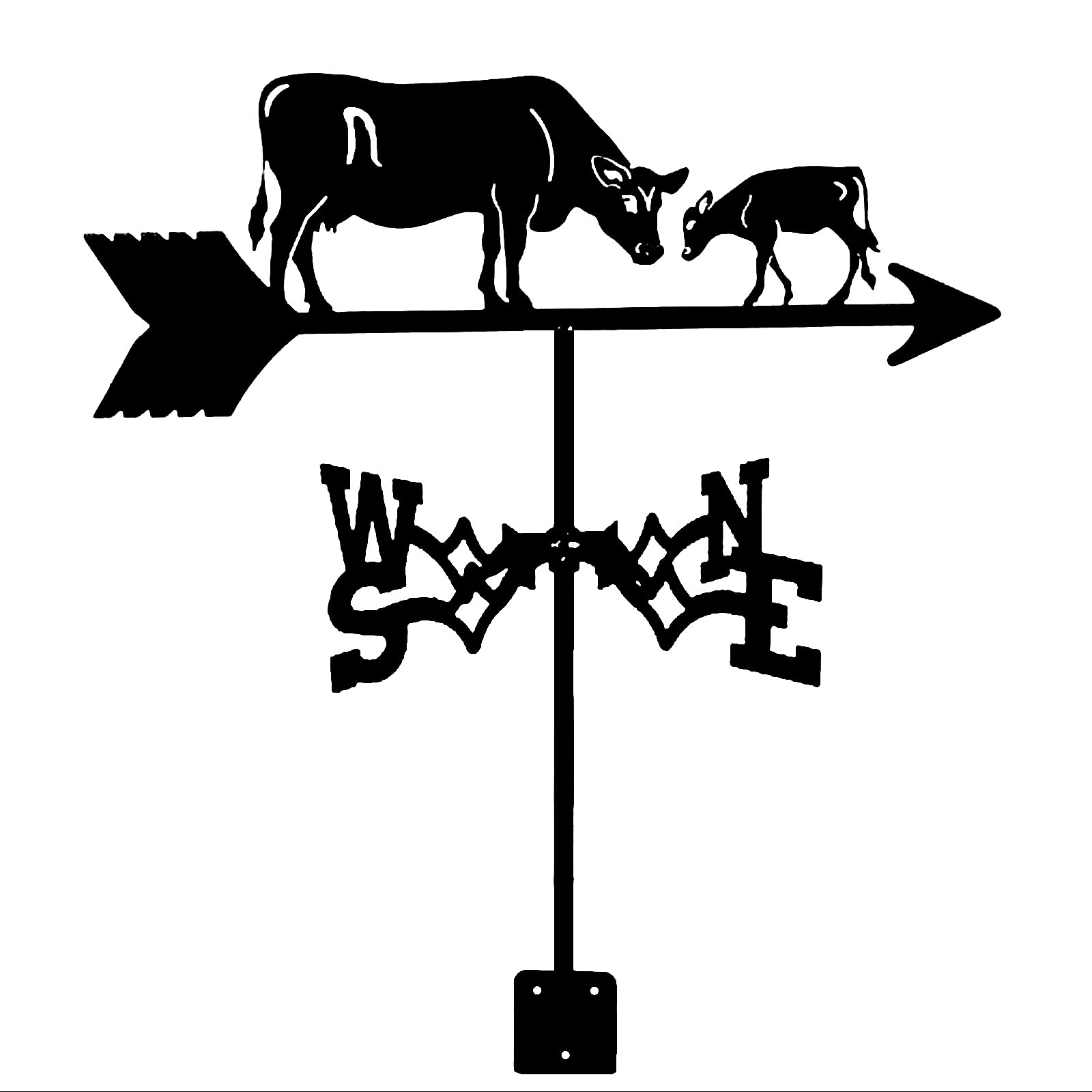 WIQUYBML Wind Vane Weather Garden Mount Yard Stake Iron Weathervane Farm Scene Outdoor Vane/Cows/50 * 35Cm