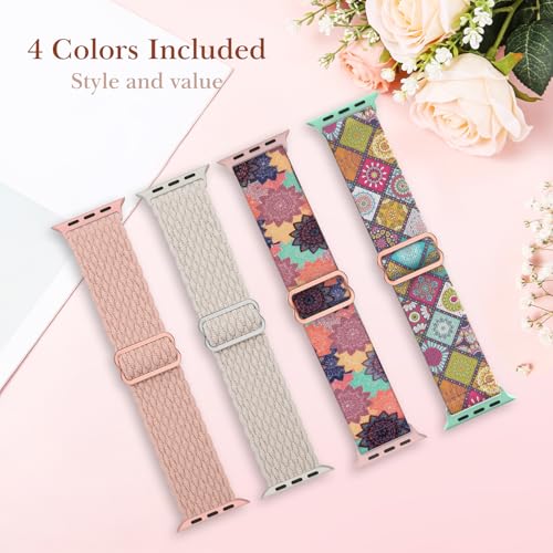 Image of Delidigi Stretchy Bands Compatible for Apple Watch Band Women 40mm 38mm 41mm 42mm 44mm 45mm 46mm 49mm, Nylon Braided Straps for iWatch Series 11 10 9 8 7 6 SE 5 4 3 Ultra 3 2 1