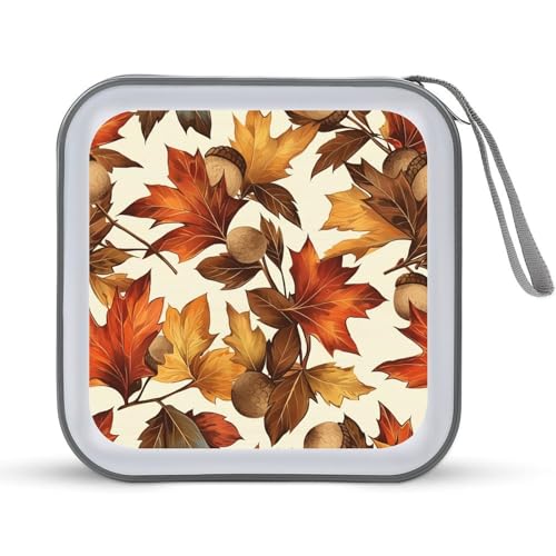 Autumn Leaves And Acorns on Branches CD Case DVD Storage Case Portable for Car Home Travel