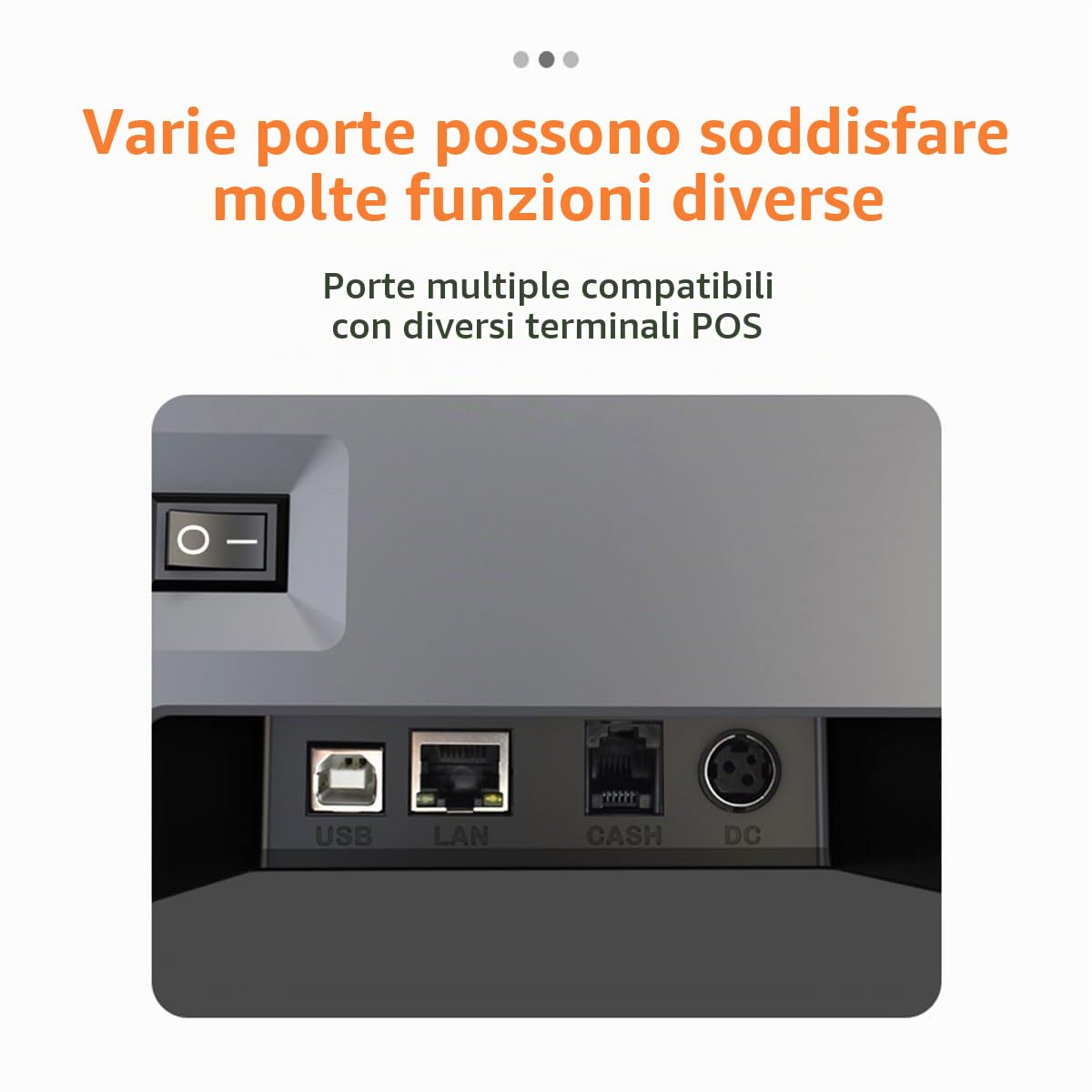 Stampante Termica per Ricevute da 80 mm Taglierina Automatica Ristorante Cucina POS USB Seriale LAN WiFi Bluetooth Carta Desktop-Spina UE Durevole