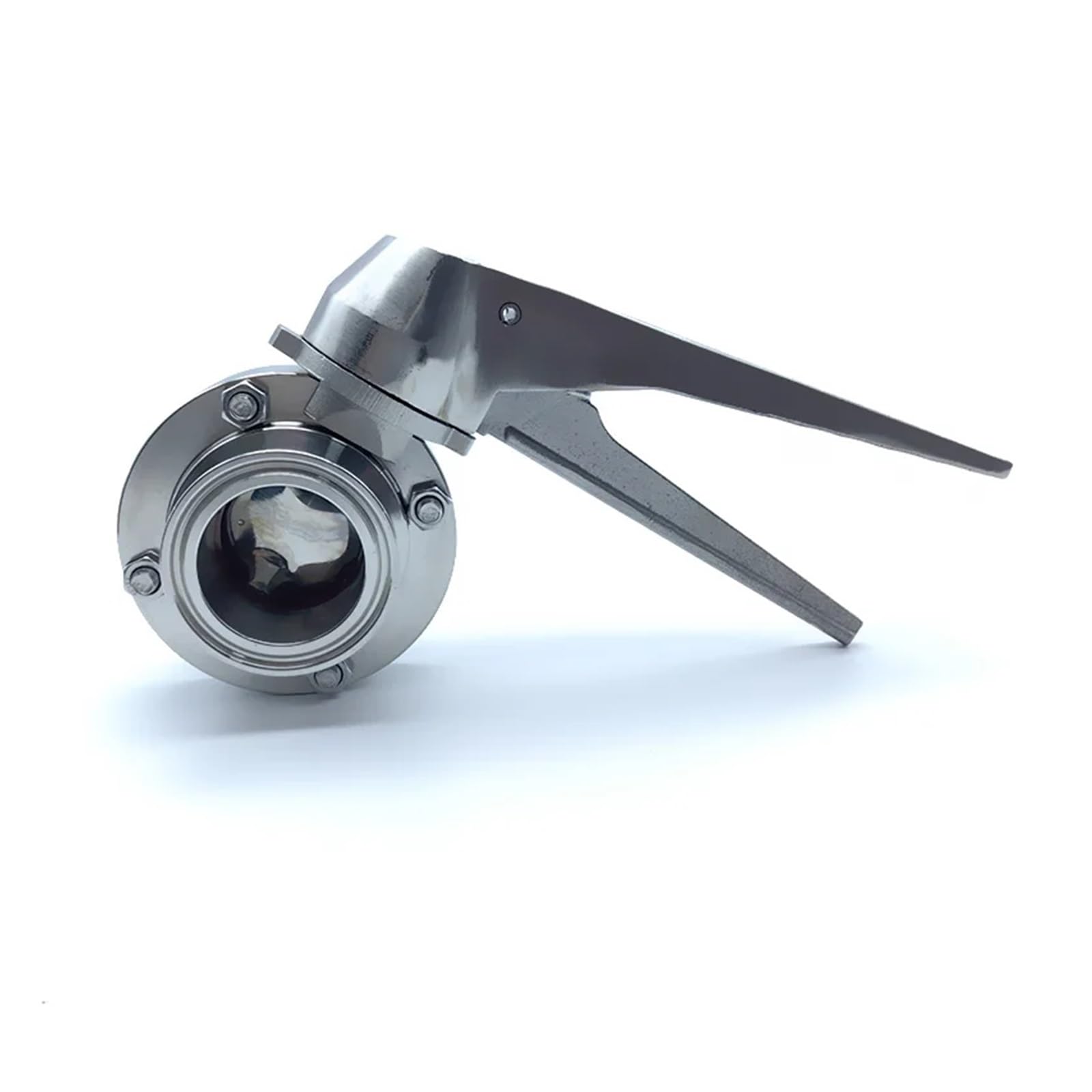 1pc 89mm Ferrule 106 Tube Outside Diameter 304 Stainless Steel Tri Clamp Squeeze Trigger Flow Control Valve Stainless Handle