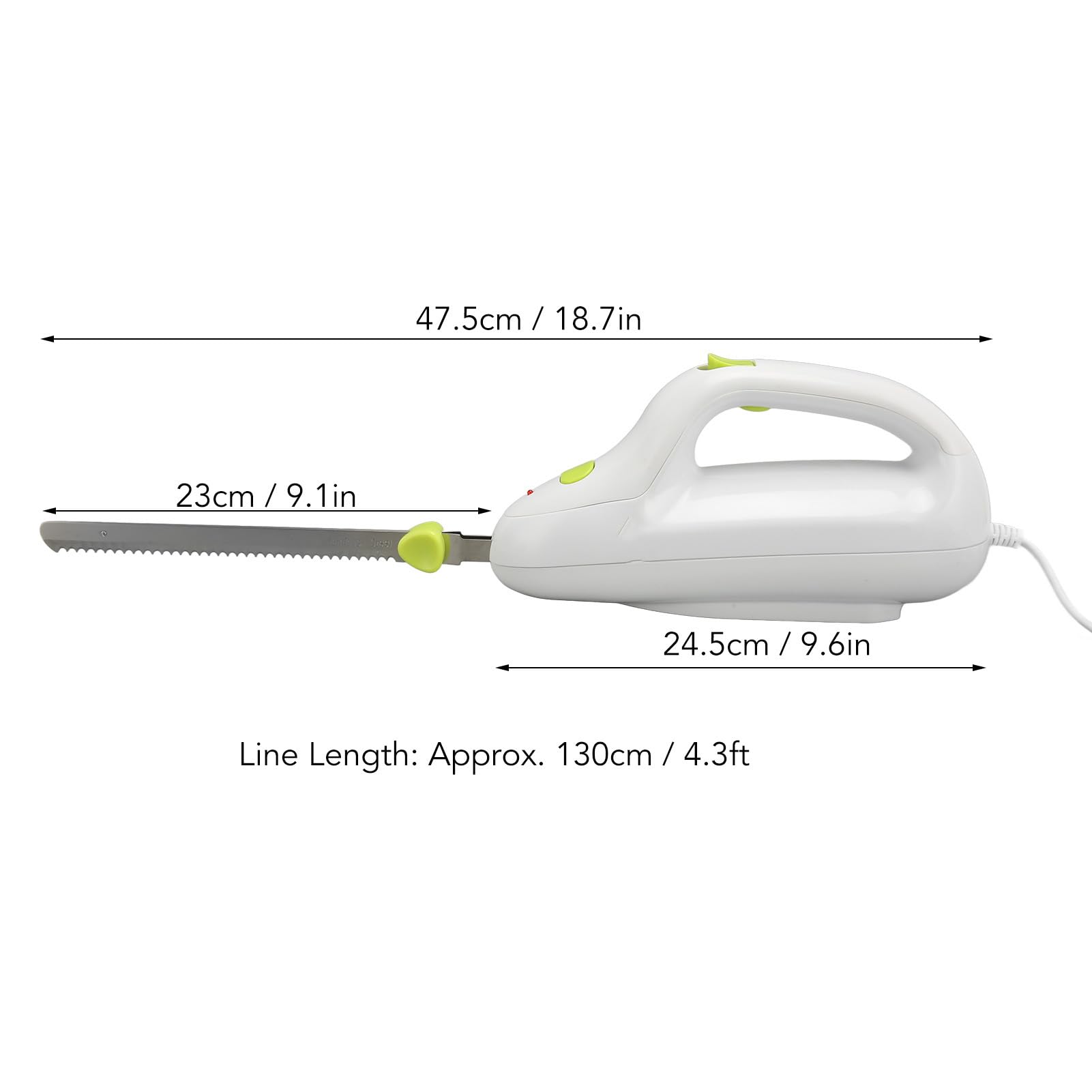 Pssopp Elektrisches Tranchiermesser, EU-Stecker, Elektrisches Brotmesser mit hin- und Hergehenden Gezahnten Edelstahlklingen, Brotschneidemaschine Zum Schnitzen von Fleisch, Brot und