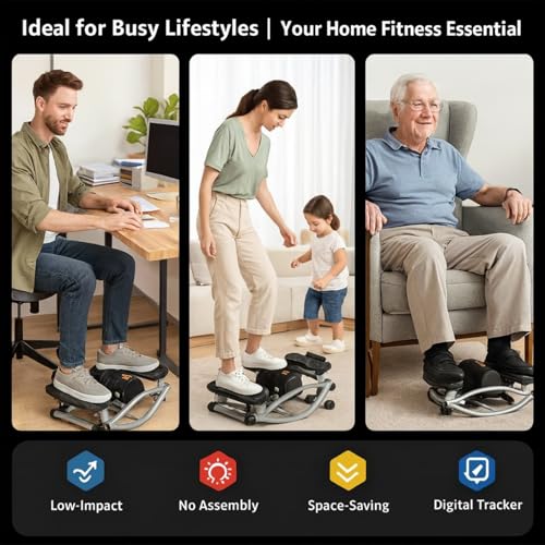 Image of Rock Stepper, The Rock Stepper Side to Side Exercise Machine, Low-Impact Rocker Stepper for Home Workout, Compact Rocking Stepper with Digital Display for Legs Glutes Core