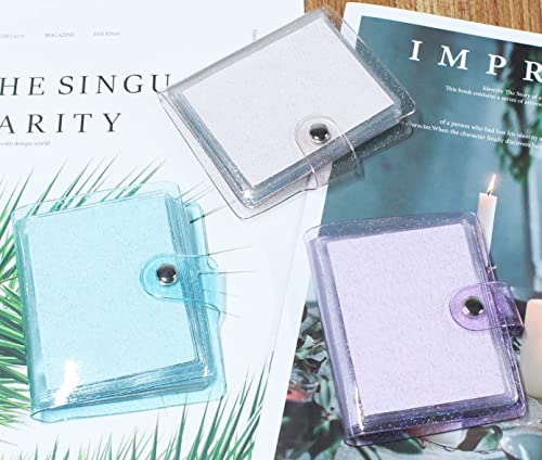 32 Pockets Small Photo Album 2x3 for Fujifilm Instax Mini Camera 3Pack, Polaroid Snap, Z2300, Social Matic Instant Cameras and Zip Instant Printer, Shiny Clear Portable Photo Album (3 Colors)