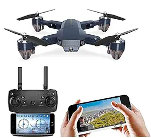 Smartizo Drone with Latest WiFi Camera 480P Camera Live Video,WiFi FPV Foldable Remote Contro Drone S RC Quadcopter 4K HD 120 Wide Angle Camera 1200 Mah Long Flight time Auto Hover Fold able with Auto Return and Follow Me,Gesture Selfie, Flips Bounce Mode, App Mode, One Key Return and Headless Mode functionality [Multi Color]