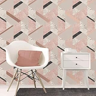 Fine Decor Marblesque Geometric Marble Wallpaper Blush Pink and Rose Gold - FD42303