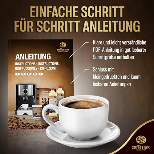 Coffeeano 50 Entkalkungstabletten für Kaffeevollautomaten und Kaffeemaschinen. Entkalkungs-Tabs für Delonghi, Siemens, EQ-Serie, Jura, Krups, Bosch, Miele, Melitta, WMF uvm.