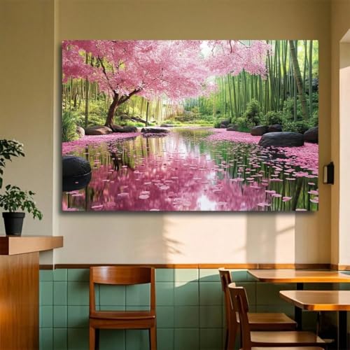 Tableau fleurs et arbres roses pour décoration de chambre zen - 2