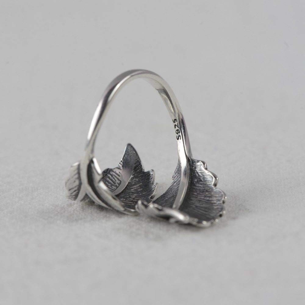 Anello In Argento 925 Da Donna,Anello Regolabile Per Donna Foglie Incisione Vintage In Argento Sterling 925 Afflitto Anello A Coda Di Torsione Anelli Di Eternità Fedi Nuziali Anelli Di Promessa Per