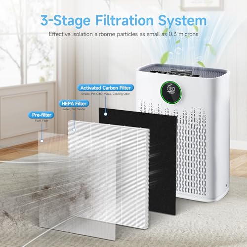Image of 2 Pack HAP603 Replacement Filter Compatible with ECOSELF HAP603 / HAP603WF Air Purifier, 3-in-1 H13 True HEPA Filter with Activated Carbon, # RFHAP603, White