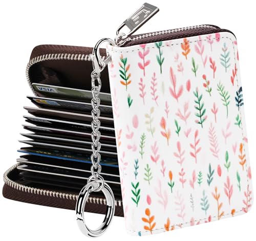 Image of FurArt Zipper Wallet Women, RFID Blocking Credit Card Wallet, Business Card Holder, Compact Size KeyChain Wallet, Tiny Branches, small