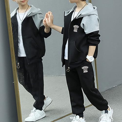 YiZYiF Kids Youth Boys Sweatsuit Tracksuit Set Zip Hoodie Sweatshirt and Jogger Sweatpants Sets Outfits2