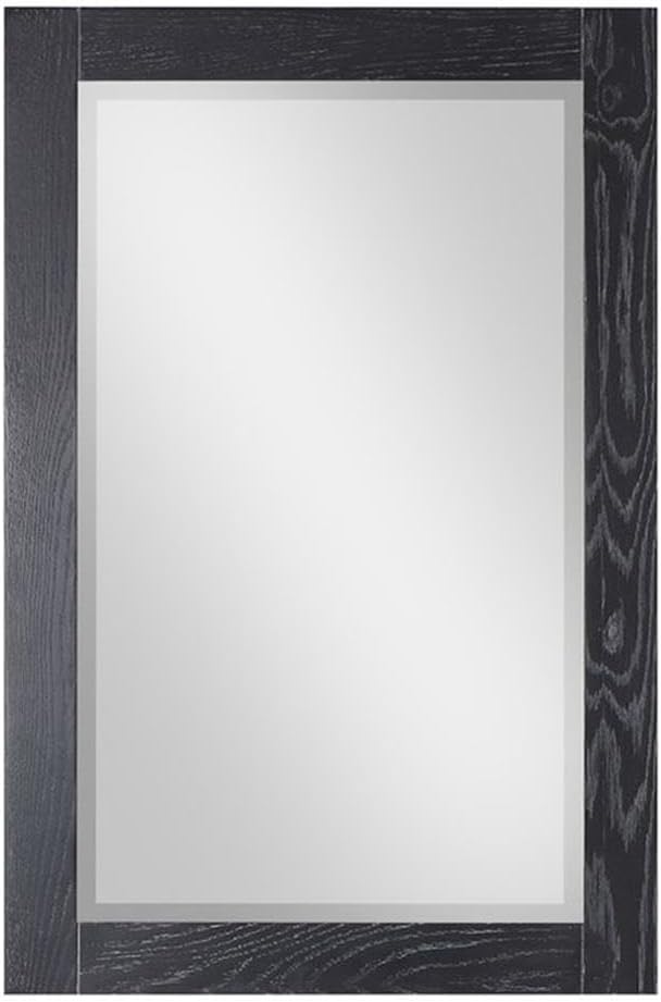 Ivy 24" Rectangular Bathroom Wood Framed Wall Mirror in Black Oak