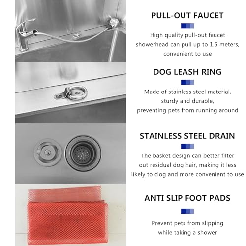 Hundepflegewanne,Professionelle Hundebadewanne Aus Edelstahl,Hundepflegebadewanne Für Haustiere,Große Hundebadewanne,Hundebadestation,Kommerzielle Haustierpflegewannenstation,Zwei