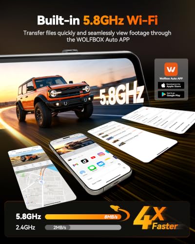Image of WOLFBOX G900 Tripro Cabin-N 3 Channel 4K Mirror Dash Cam, 4K+1080P+2.5K Front Inside Rear View Mirror Camera, 8MP STARVIS 2 IMX678 Night Vision, 12 inch Smart Screen, 5.8G WiFi (SD Card Not Included)