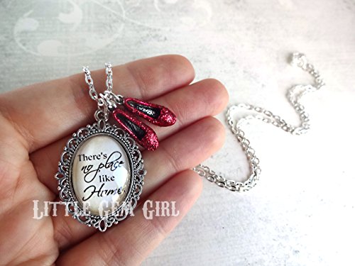There's No Place Like Home with Dorothy's Ruby Red Slippers The Wonderful Oz of Wizard Charm Necklace, Handmade Artisan Adult Womens Jewelry4
