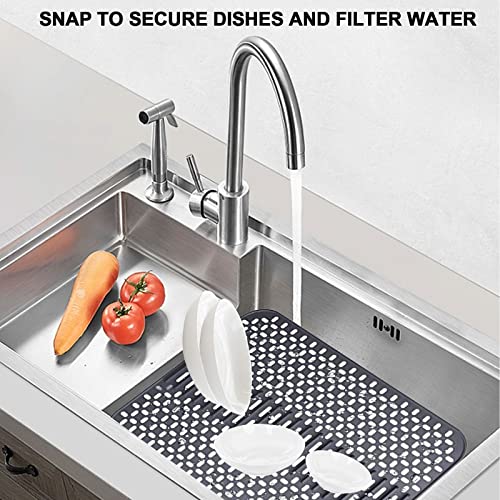 Silicone Protector, 16.9 x 12.3 in Drainer, Heat Resistant & Non-Slip Dark Grey Kitchen Mat - Image 2