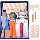 Cieex 15-teiliges Farbroller Maler Set mit Farbwanne,Schaber,Gebrauchsmesser,Abdeckfolie,Farbzubehör Rollenbürsten-Ersatzkopf Streichsets für Wandfarbe