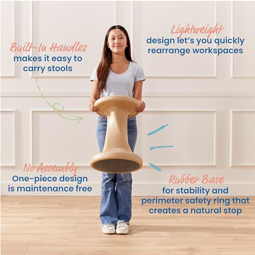 Image of ECR4Kids Twist Active Wobble Stool, 18in Seat Height, Classroom Furniture, Sand