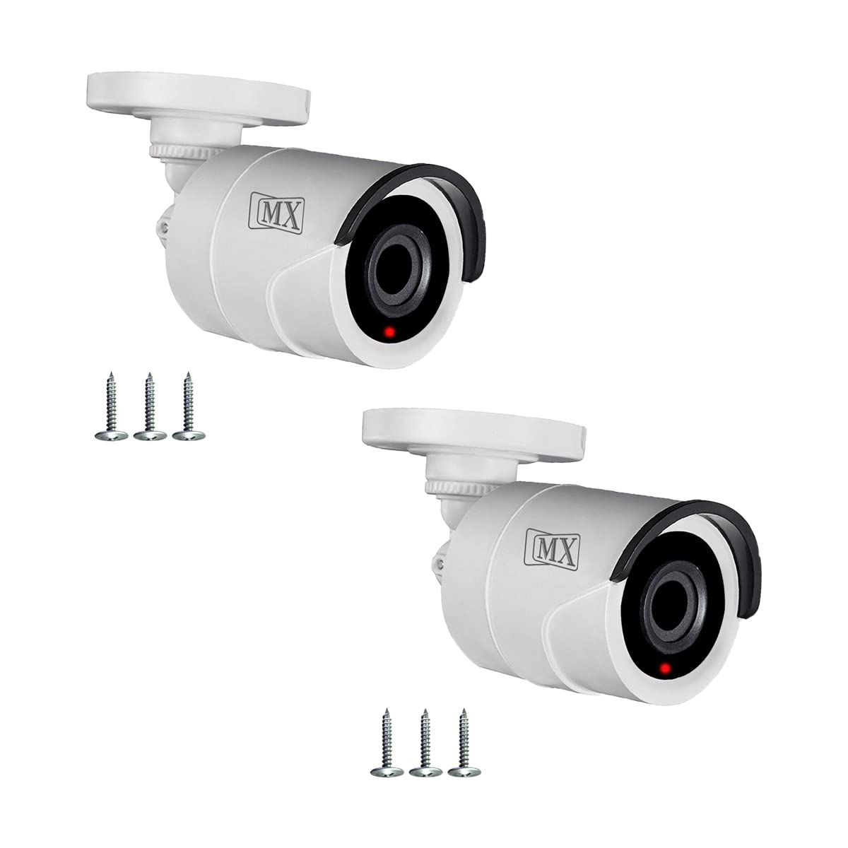 MX Dummy CCTV Camera/Dummy CCTV Bullet Camera (Fake Camera No Audio/No Video) with Battery Operated Red Led Light is Ideal for Home, Office - Pack of 2