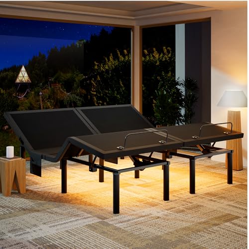 Marsail NS0 Split King Adjustable Bed Base - Smart Dual Motor Bed Frame with Wireless Remote, 3-Min...
