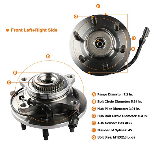 Mostplus Wheel Bearing Hub Front Wheel Hub And Bearing Assembly 515079 Compatible For F-150 Heritage Expedition W/Abs 4Wd 4X4 6 Lug #TOP1