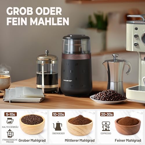 HAUSHOF Elektrische Kaffeemühle für Bohnen