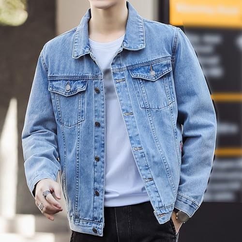 Mens Classic Lapel Jean Jacket Casual Slim Fit Trucker Cowboy Coat Pocket Casual Front Denim Men Jackets2