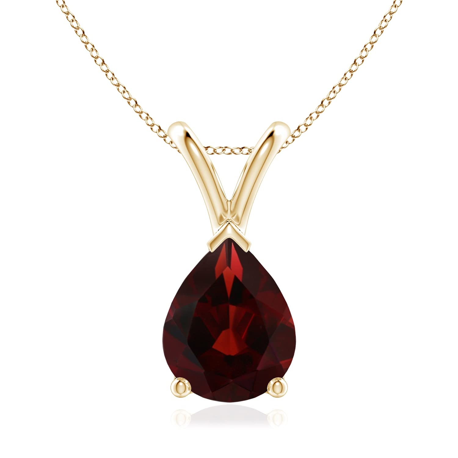 Angara V-Bale Pear-Shaped Natural Garnet Solitaire Pendant (1.8 cttw Garnet) - January Birthstone