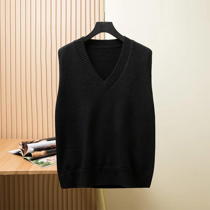 LIXINGHEITANG Size Style Men's V-Neck Vest Sweater Casual Solid Color Sleeveless Pullover Male Clothing2
