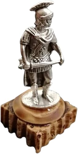 Centurion - Artículo de coleccionista en miniatura, estatua legionaria romana antigua chapada en plata con base de resina pintada, figura de soldado