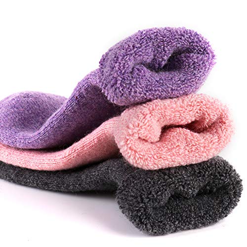 Image of Yoicy Womens Super Thick Wool Socks - Soft Warm Comfort Casual Crew Winter Socks (Pack of 3-5), Multicolor