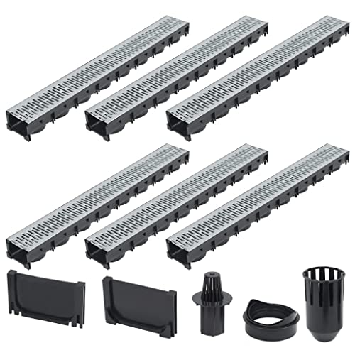 vidaXL 6X Caniveaux de Drainage Acier Galvanisé 6 m Évacuation Drain Patios