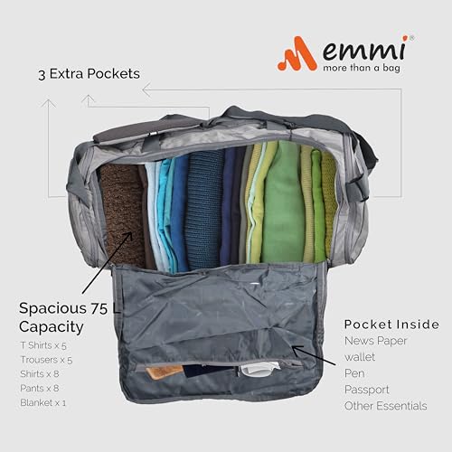 Image of Emmi Radiant Duffle Bag 70 L|Travel Bag for Men and Women |Weekend Holiday and Gym |Sustainable and Durable Cabin Bag|Water Repellent |18 Months Warranty