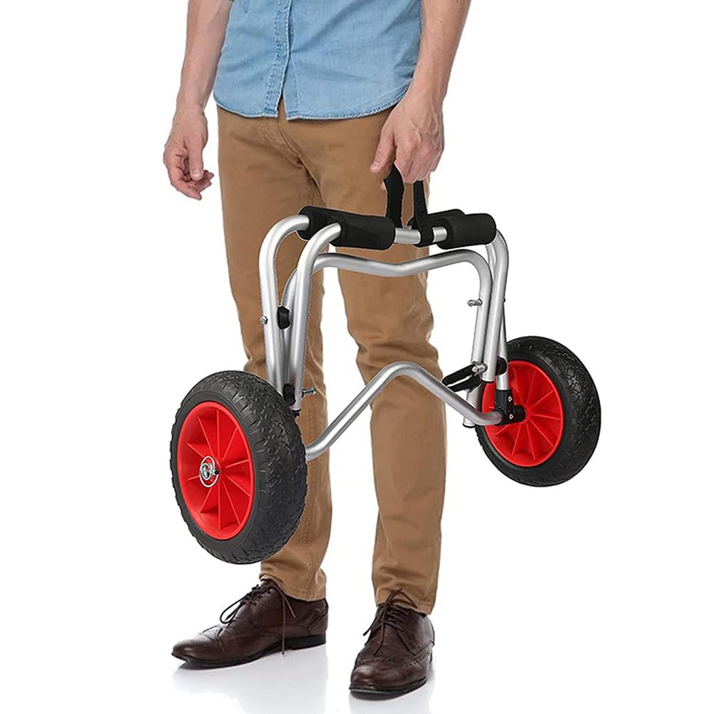 Carro para Kayak de Alta Resistencia con neumáticos macizos de 10 Pulgadas y Estructura de aleación de Aluminio, Carrito Plegable para el Transporte de canoas y embarcaciones.