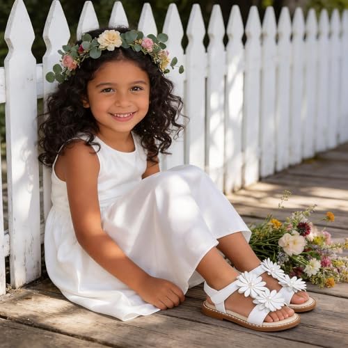 Image of Girls Dress Sandals Comfy Hook and Loop Summer Shoes for Toddlers