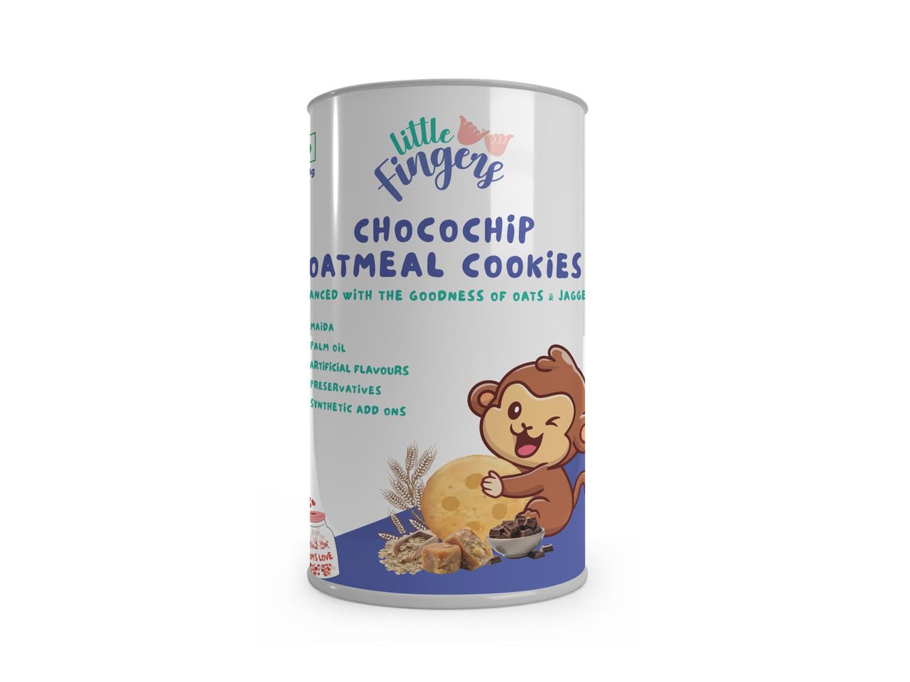Little Fingers Healthy Nutritious Cookies With No Refined Sugar And Preservatives For Kids - 150 Grams (Chocolate Chip, Pack Of 1)