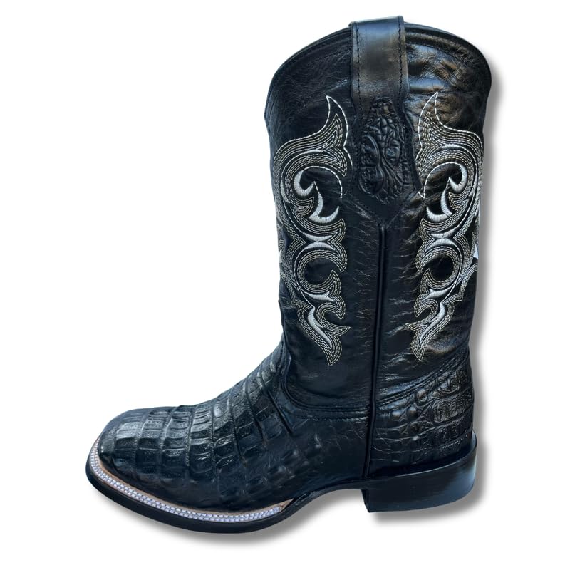 Image of Men's Alex Exotic Caiman Python Western Cowboy Boots Square Toe Pull On Tall Shaft bota de vaquero para hombre