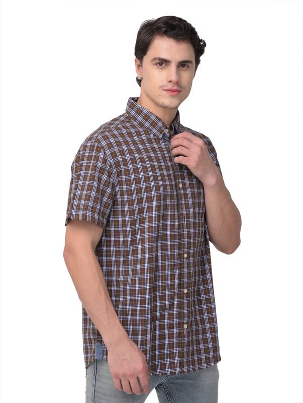 Image of Woodland Mens Cotton Printed Casual Regular Fit Half Sleeves Shirt