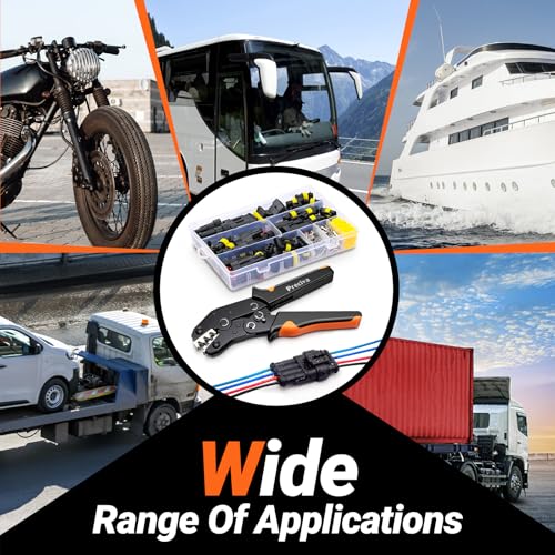 Kfz Stecker,Preciva 350 Stück Wasserdichtes Auto Anschluss Kit, Schnellverbinder mit Crimpzange(0.5-1.5mm²), Kabelstecker (1/2/3/4-polig) Fit für KFZ Motorrad Auto Boots LKW