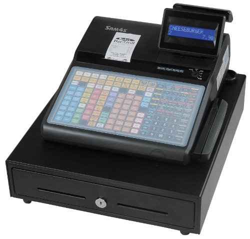 SAM4s ER-920 Electronic Cash Register, Elegant and Compact Design, MSR and Thermal Receipt Printer, 150 Keys Flat Keyboard, 16 Character Two-line Display, Black