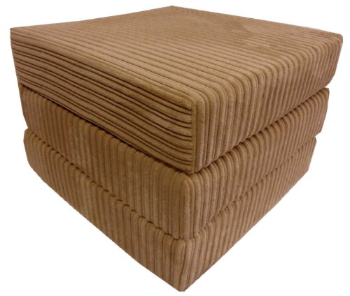 sit n sleep folding seat guest bed futon pouffee fold out chair in light brown jumbo cord