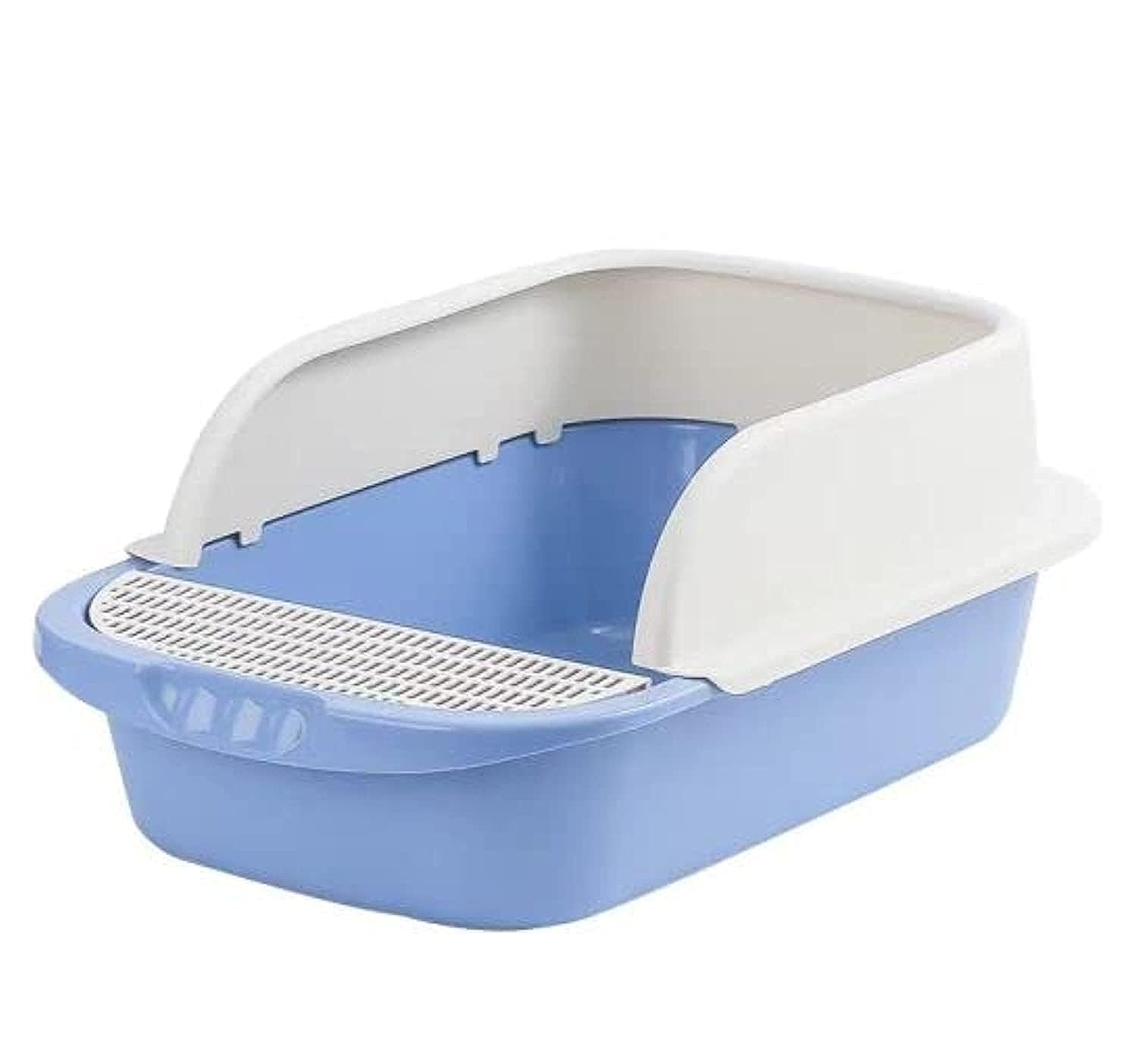 Open cat Litter Box, Removable Cat Litter Box, Easy to Clean Semi-Closed Litter Box for Cats and Small Dogs,Easy to Clean and Assemble (Blue)